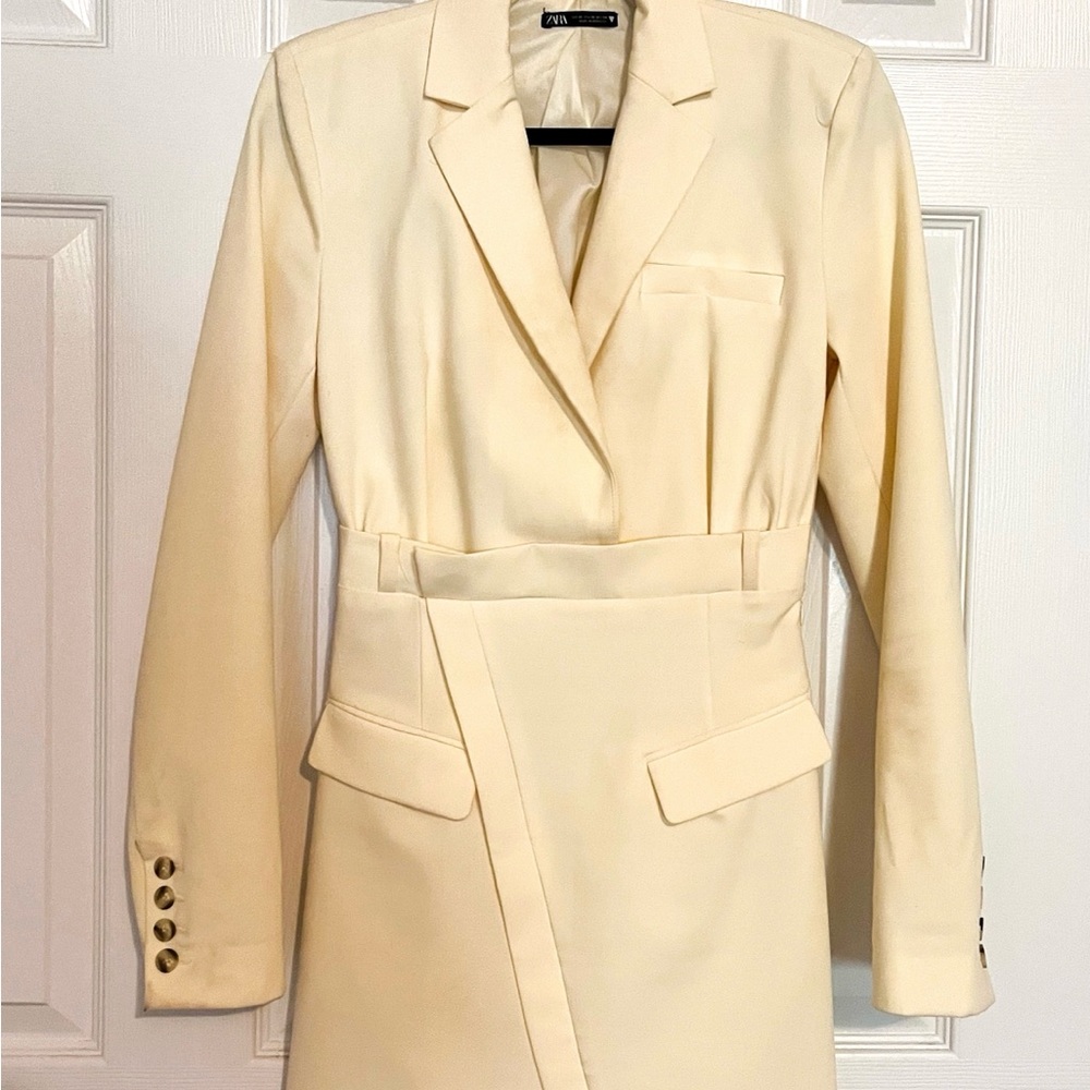 Zara Blazer Dress Light Yellow size XSmall